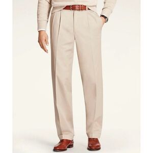 Brooks Brothers Pants Mens 36 x 29 Khaki Elliot Pleated Cuffed Advantage Chinos